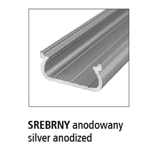 Profil do taśmy LED o długości 2,02 m, wykonany z anodowanego aluminium w kolorze srebrnym. Ujęcie frontalne, pokazujące przekrój profilu z wyraźnymi krawędziami. Idealny do montażu natynkowego.